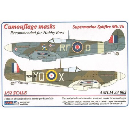 Supermarine Spitfire Mk.Vb, RFoD camouflage pattern paint mask for the 'A' scheme patterns (designed to be used with Hobby Boss,