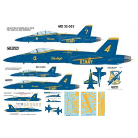 BLUE ANGELS McDonnell-Douglas F/A-18A/B/C/D, 1987-2001-AND 2006 SEASONS. NOW INCLUDES CORRECT DORSAL STRIPES FOR AIRCRAFT 7DECAL
