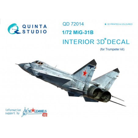 Decals Mikoyan MiG-31B/BM Foxhound 3D-Printed & coloured Interior on decal paper (designed to be used with Trumpeter TU01680 kit