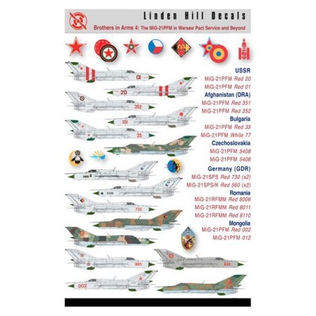 Decals Mikoyan MiG-21PFM: Brothers in Arms 4 Russia, Afghanistan, Czechoslovakia, Bulgaria, East Germany GDR, Mongolia, Romania 