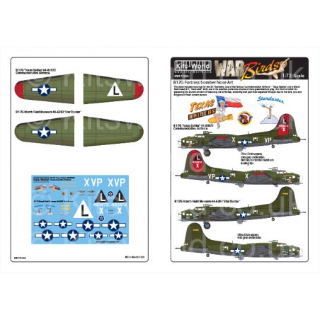 Decals Boeing B-17G ‘Texas Raiders’ 44-83872 Commemorative Air ForceB 17G March Field Museum 44-6393 ‘Star Duster ’ 