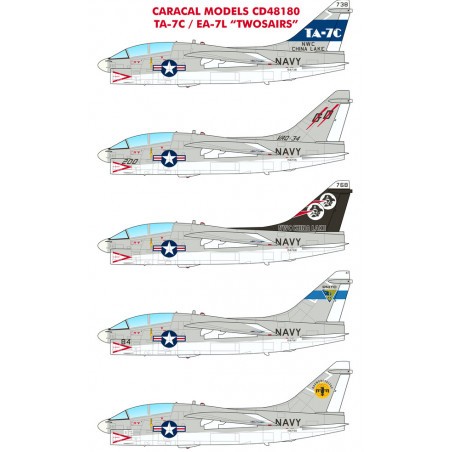 Decals US Navy Vought TA-7C / EA-7L 'Twosairs'Multiple marking options for US Navy TA-7C & EA-7L two-seat Corsairs 
