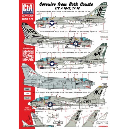 Decals Vought Corsairs from both Coasts - A-7B/A-7E, TA-7C, USN Aircraft, 5 markings 