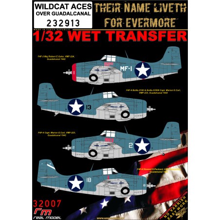 Decals Grumman F4F-3/F3F-4 Wilcat ACES over Guadalcanal 