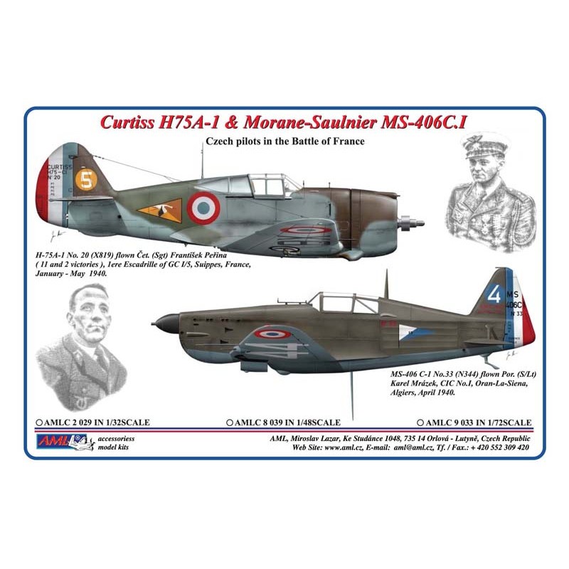Decals Curtiss H75A-1 Hawk & Morane-Saulnier MS-406C.I AML