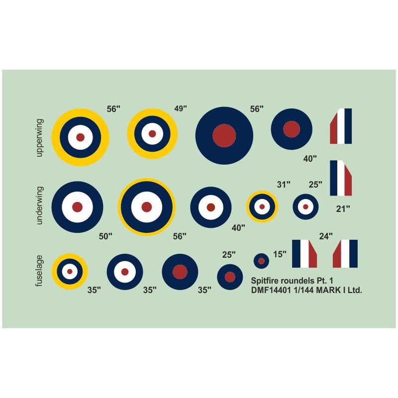 Decals Supermarine Spitfire roundels & fin flashes Decals for military aircraft