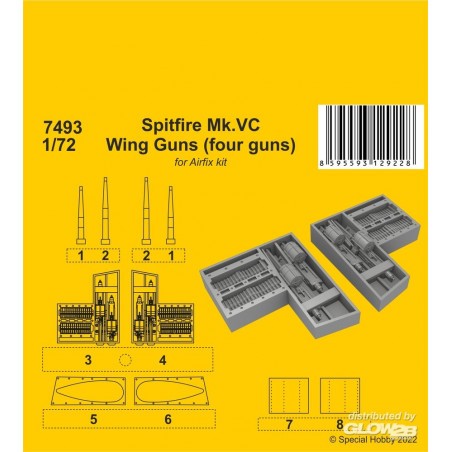 Spitfire Mk.VC Wing Guns (four guns) / for Airfix kit 
