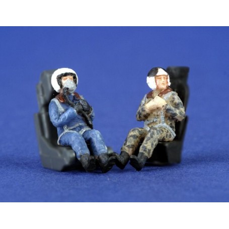 2 x modern Russian pilots seated in aircraft Figures