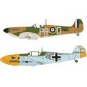 Spitfire Mk.1A / Messerschmitt Bf 109E Dogfight Double Starter Set includes Acrylic paints, brushes and poly cement Airfix