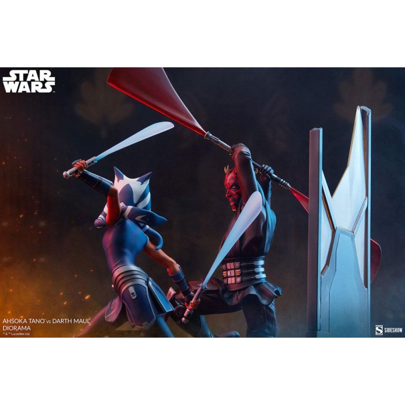 Star Wars: The Clone Wars diorama Ahsoka Tano vs. Darth Maul 51 cm Sideshow Collectibles