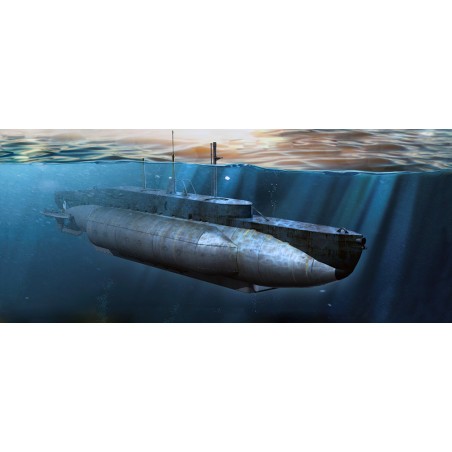 British X-Craft Submarine (Ex Merit)Length: 448.5mm Beam: 77.2mm5 sprues, 130+ parts, photo-etch, display stand & name plate. Mo