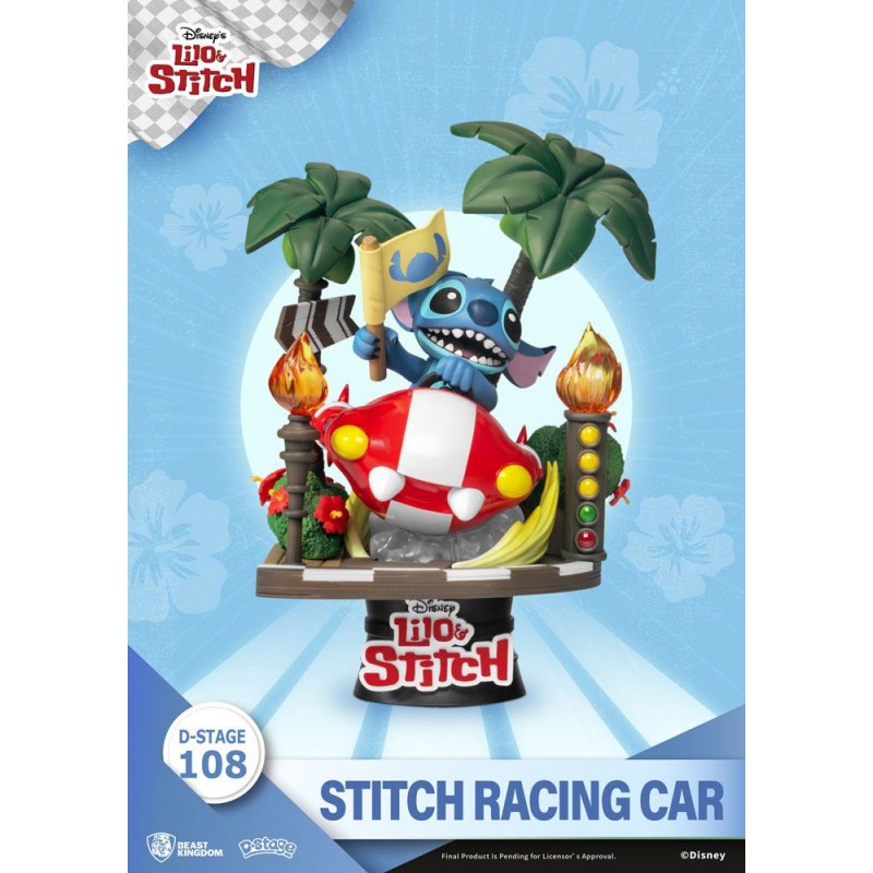 Lilo and Stitch diorama PVC D-Stage Stitch Racing Car Closed Box Version 15 cm 