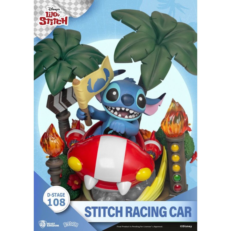 Lilo and Stitch diorama PVC D-Stage Stitch Racing Car Closed Box Version 15 cm