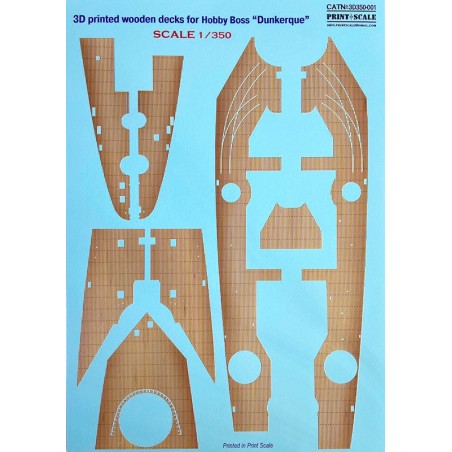 Wooden decks Dunkerque French Navy Battleship 3D350-001 / 3D printed wooden decks for Hobby Boss “Dunkerque” 