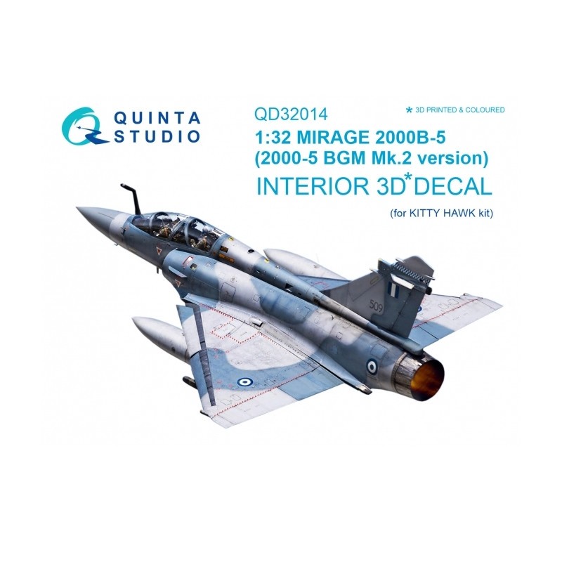Dassault Mirage 2000B-5 (2000-5BGM Mk2) 3D-Printed & coloured Interior on decal paper 