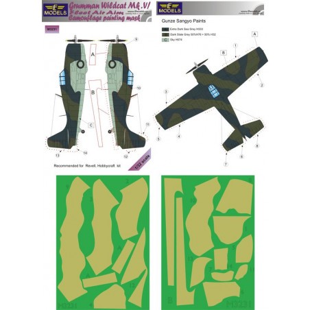 Grumman Wildcat Mk.VI FAA camouflage pattern paint masks for Revell, Hobbycraft kit 
