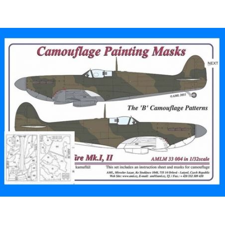 Supermarine Spitfire Mk.I, Mk.II The 'B' camouflage pattern paint mask (designed to be used with Hasegawa and Revell kits) 