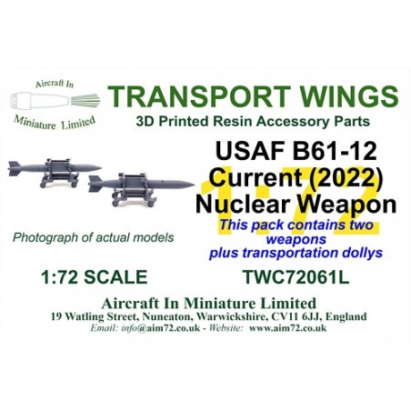USAF/USN B61-12 current nuclear weapon twin pack. Two weapons with maintenance/transportation dollies - these are highly detaile