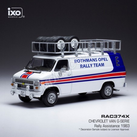 CHEVROLET G-SERIES SERVICE ASSISTANCE WITH ROOF BAR AND WHEELS SERVICE RALLYE EQUIPE OPEL 1983 Die cast truck