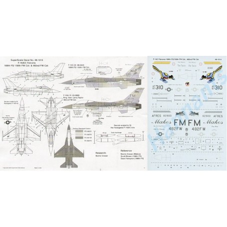Decals General Dynamics F-16A /C (2) 82-0900/FM 482 FW Flagship `Makos′ CO Brig.Gen Larry Taylor 86-0224 188FS/150 FW CO New Mex
