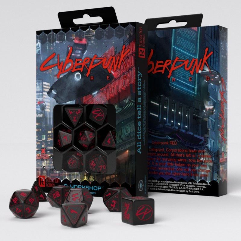 Cyberpunk dice pack Blood over Chrome (7) Dices