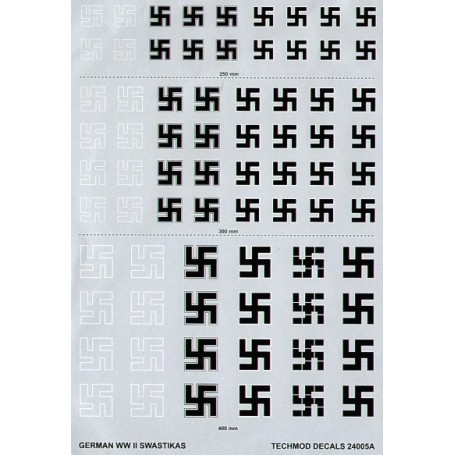 Decals Luftwaffe WWII Swastikas. 3 sizes and 6 styles 