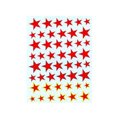 Decals Russian Stars. Plain red with black outline with yellow outline. 6 sizes 