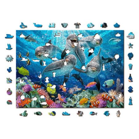 Wooden City Puzzle: HAPPY DOLPHINS 1010/100, wooden, 8+ 
