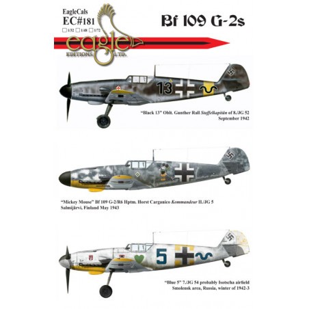 Decals Messerschmitt Bf-109G-2s “Black 13” Oblt. Gunther Rall Staffelkapitän 8./JG 52 September 1942“Mickey Mouse 