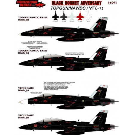 Decals Boeing F/A-18E/F/A-18F Hornet Black Adversary Hornet. Proposed Black scheme for TOPGUN/NAWDC/VFC-12 