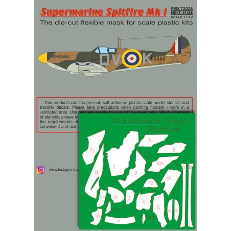 Supermarin Spitfire Mk.I includes camouflage pattern paint mask and decals 
