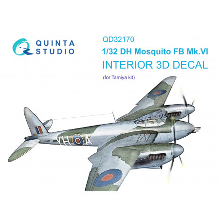 de Havilland Mosquito Mk.VI 3D-Printed & coloured Interior on decal paper (Tamiya) 