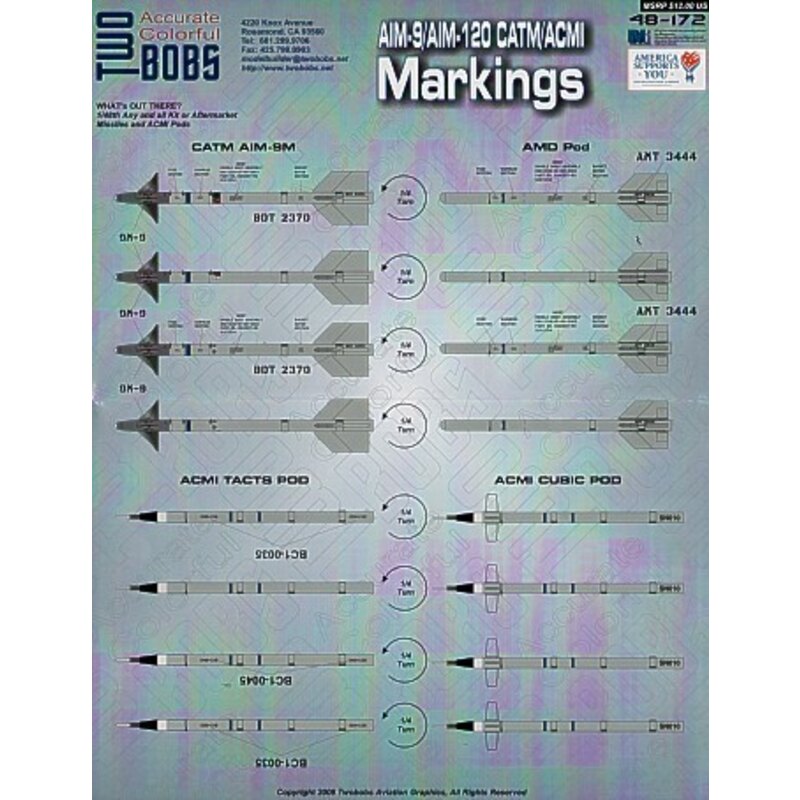 NEW Two Bobs Decals 32049 1:32 Markings for CATM AIM-9 ACMI Missiles AIM-120