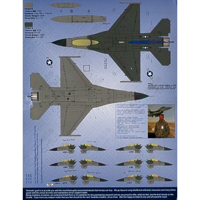 Decals Lockheed Martin F-16C 60 Years of `Fightin Illini′ (2) 70-296 1948-2008 Anniversary Scheme Choice of seven serials for Li