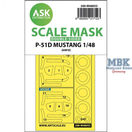 P-51D Mustang double-sided mask for Airfix 