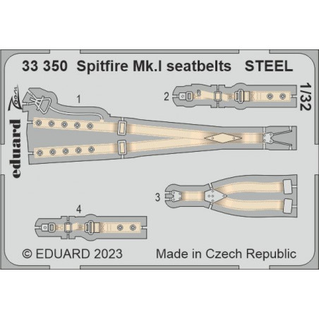 Supermarine Spitfire Mk.I seatbelts STEEL 1/32 (designed to be used with Kotare kits) 