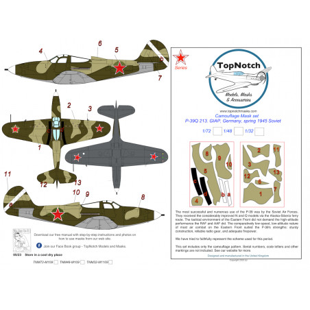 Bell P-39Q Airacobra Soviet Air Force camouflage pattern paint masks (designed to be used with 