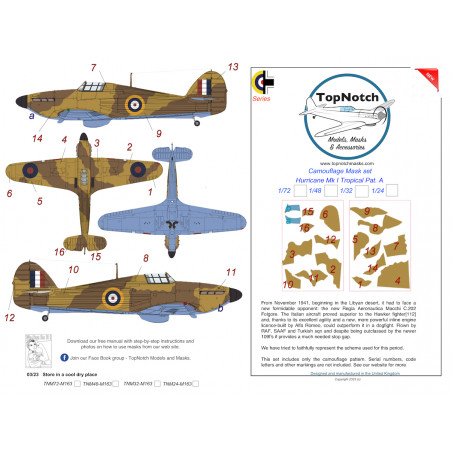 Hawker Hurricane Mk.I Tropical Pattern A Camouflage pattern paint masks (designed to 