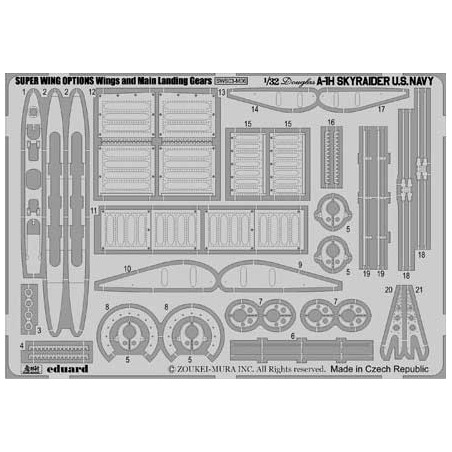 A-1H - PHOTO-ETCHED WINGS AND MAIN LANDING GEARS SET 