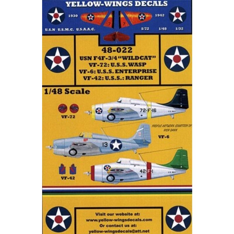 Decals Grumman F4F-3/Grumman F4F-4 Wildcat U.S.Navy. Complete Package These decals were designed for the 1:48 scale Hobby Boss &