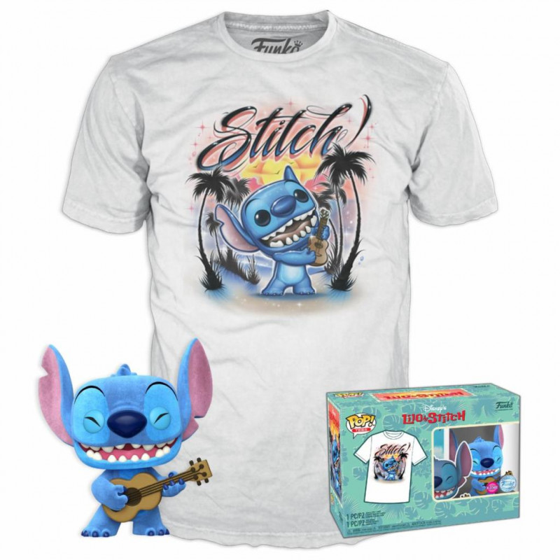 DISNEY - POP No. XXX - Ukelele Stitch (FLOCKED) + T-shirt (L) Pop figures