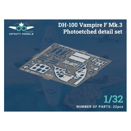 Mk.3 Photo-etched detail set for de Havilland DH-100 Vampire Mk.3 (designed to be used with Infinity Models kits) 