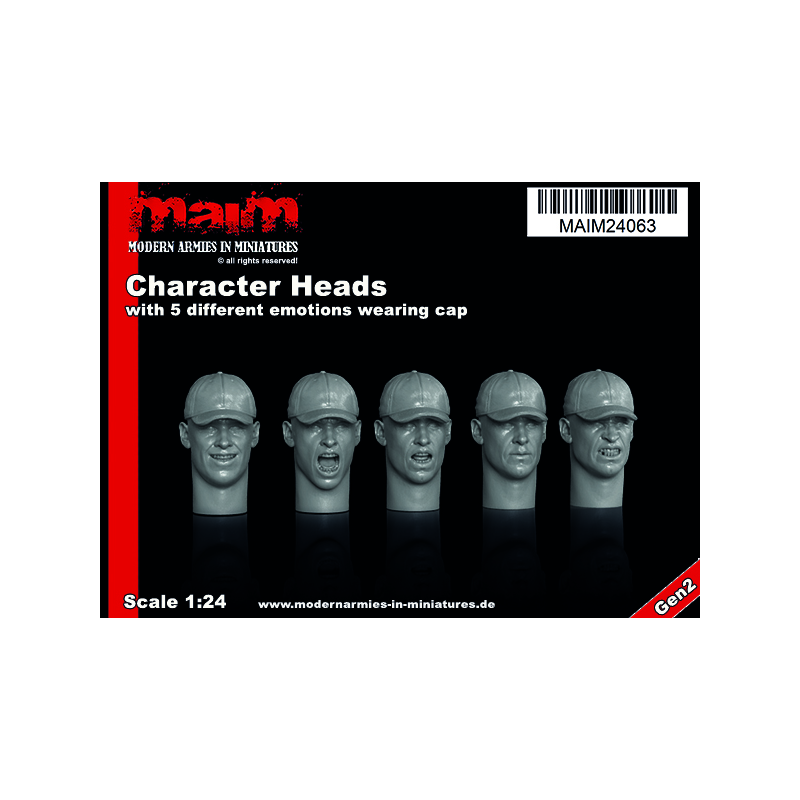 CHARACTER HEADS SET WITH 5 DIFFERENT EMOTIONS WEARING CAP 5 HEADS