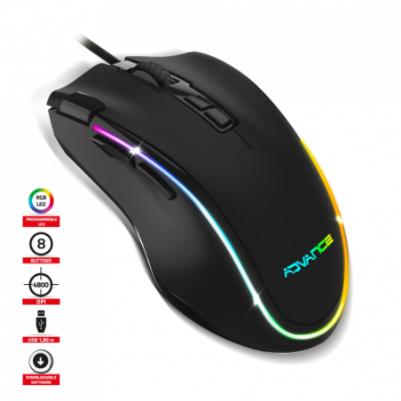 GTA 250 Wired Gaming Mouse - Red Blue Green Rainbow LED