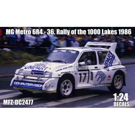 Decals MG METRO 6R4 H. TOIVONEN 36/ RALLY OF THE 1000 LAKES 1986 