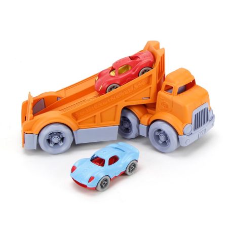 GreenToys Vehicles: RACING TRUCK 30.48x11.43x13.34cm, with 2 cars, in box, 6m+ 
