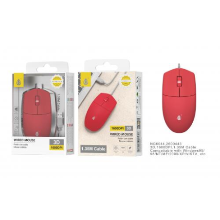 Wired mouse - 1600 DPI - 1.35M - NG6044 - Red 