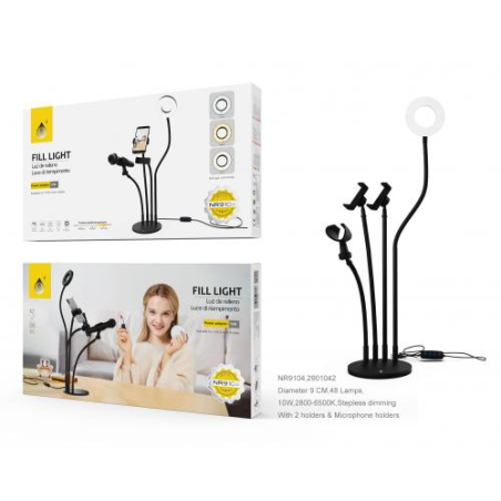 Light support for mobile phones 4 in 1 including 1 for microphone with multifunctional button - NR9104 