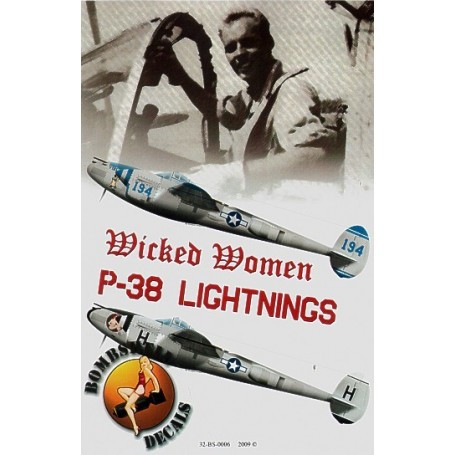 Decals Lockheed P-38 Lightning Wicked Women Pt2 (2) 194 433rd FS, 475th FG Carroll Anderson `Viginia Marie; H 36th FS, 8th FG Lt