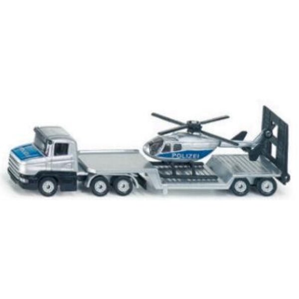 Low loader with Helicopter 1:87 Die cast truck